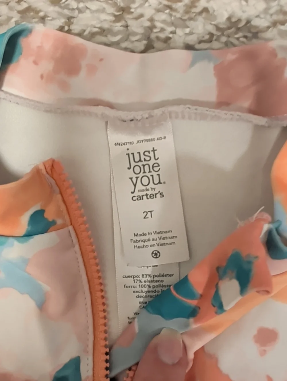 Carter's Just One You Girls Watercolor Rashguard Swim Suit Bathing